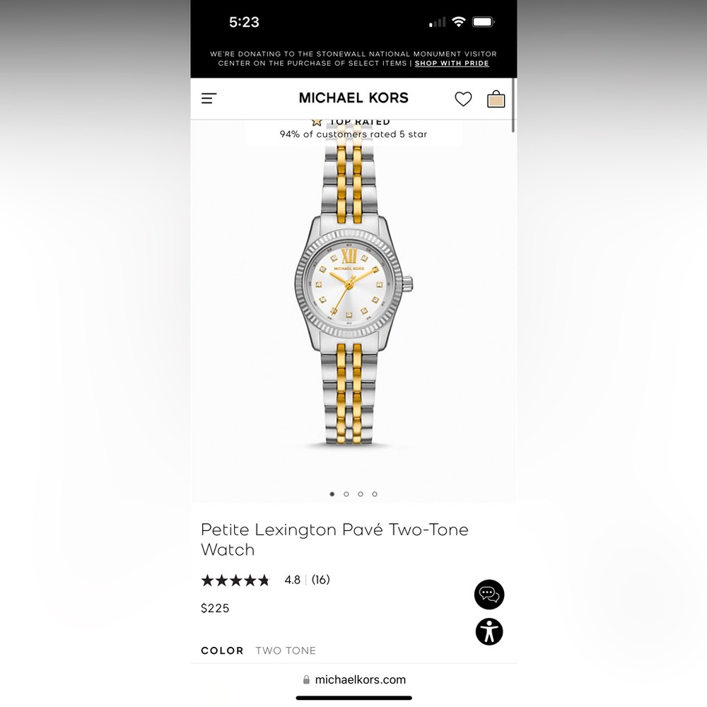 Michael kors two tone petite Lexington watch
